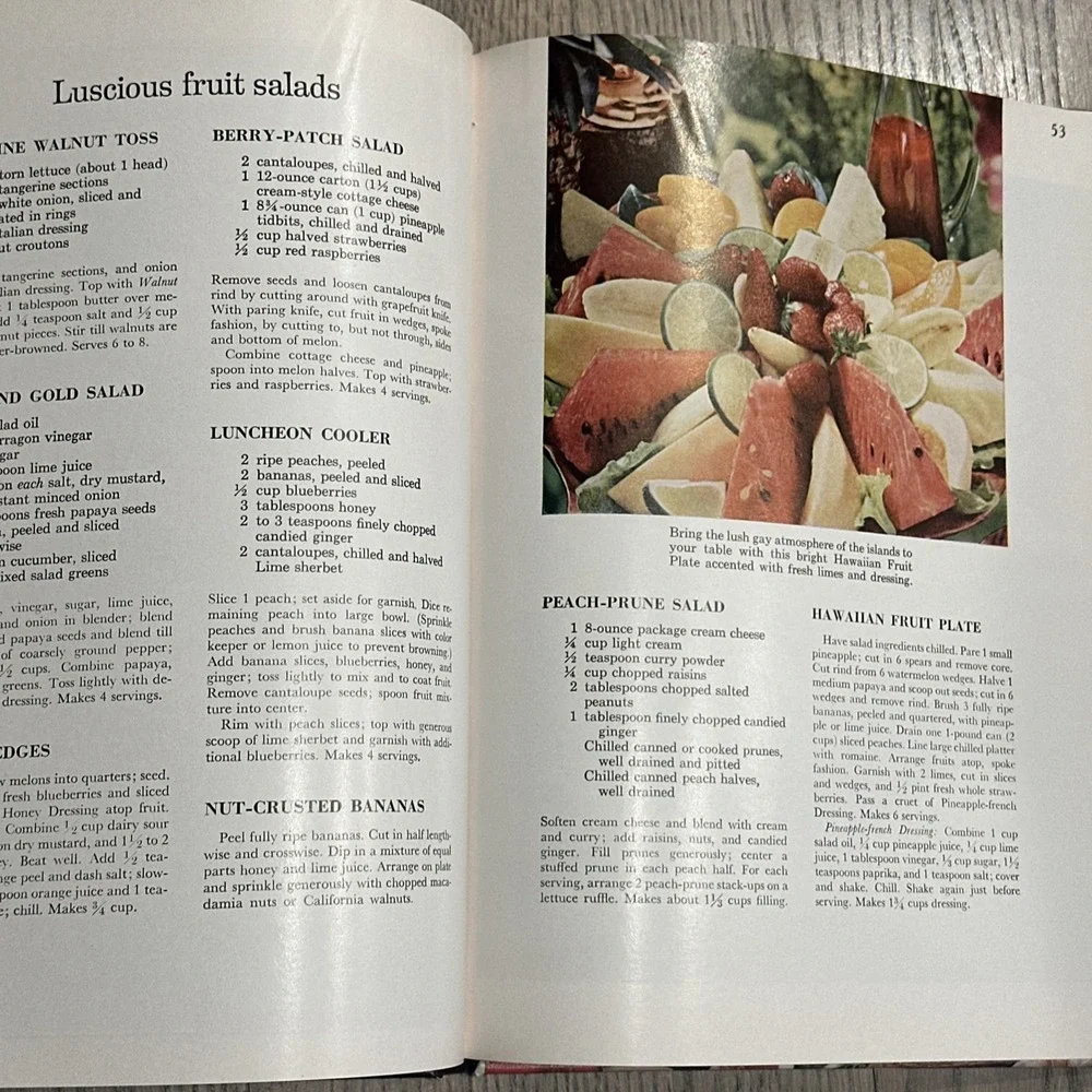 Vintage 1969 So Good With Fruit Cookbook Recipes Cook Book Hardcover‎